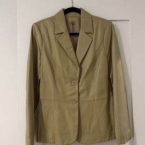 Vintage Caslon Women's Light Green Leather Blazer